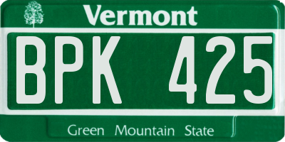 VT license plate BPK425