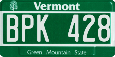 VT license plate BPK428