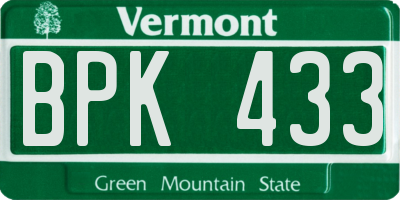 VT license plate BPK433