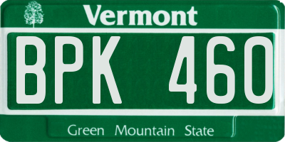 VT license plate BPK460