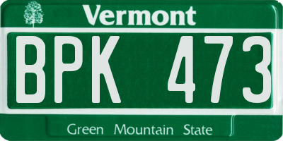 VT license plate BPK473
