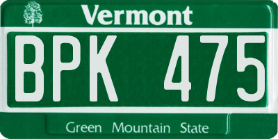 VT license plate BPK475