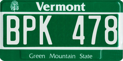 VT license plate BPK478