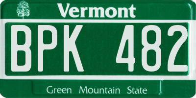 VT license plate BPK482