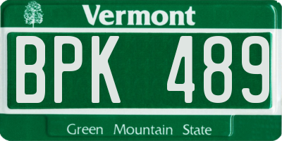 VT license plate BPK489