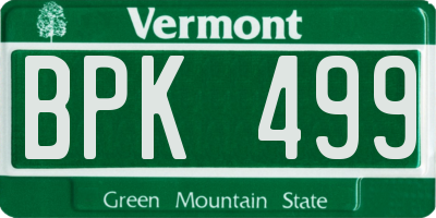 VT license plate BPK499