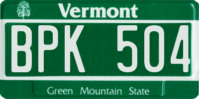 VT license plate BPK504