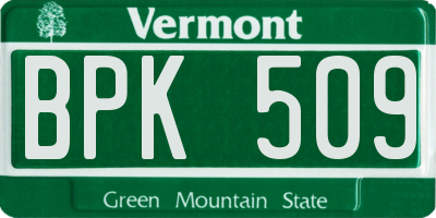 VT license plate BPK509