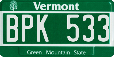 VT license plate BPK533