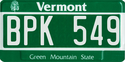 VT license plate BPK549