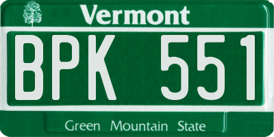 VT license plate BPK551