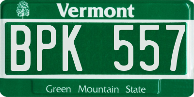 VT license plate BPK557