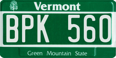 VT license plate BPK560