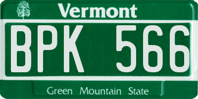 VT license plate BPK566