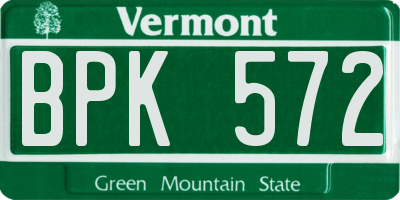 VT license plate BPK572