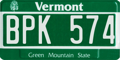 VT license plate BPK574