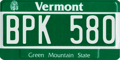 VT license plate BPK580