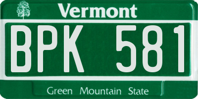 VT license plate BPK581