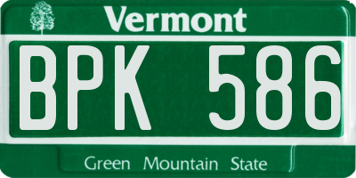 VT license plate BPK586