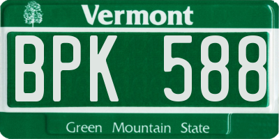 VT license plate BPK588