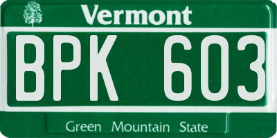 VT license plate BPK603