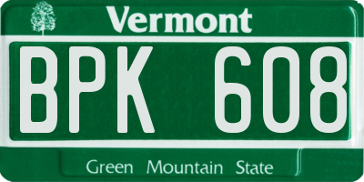 VT license plate BPK608