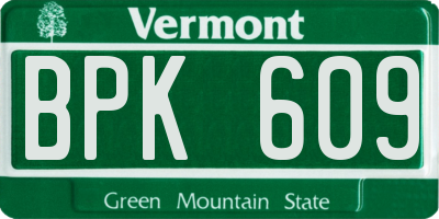 VT license plate BPK609