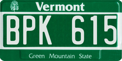 VT license plate BPK615
