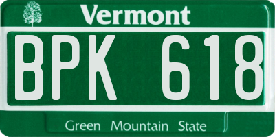 VT license plate BPK618