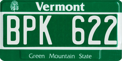 VT license plate BPK622