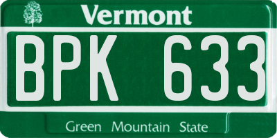 VT license plate BPK633