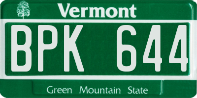 VT license plate BPK644