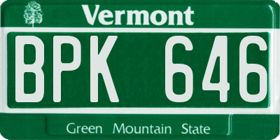 VT license plate BPK646