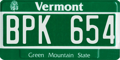 VT license plate BPK654