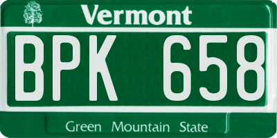VT license plate BPK658
