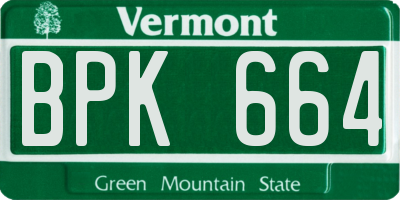 VT license plate BPK664