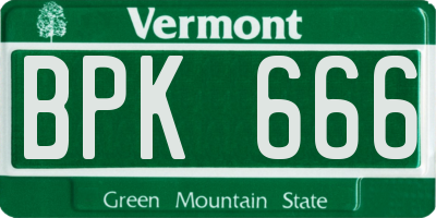 VT license plate BPK666