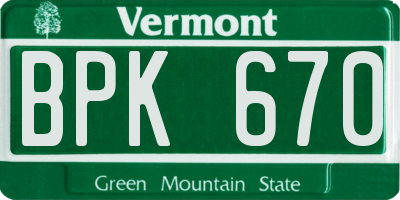 VT license plate BPK670