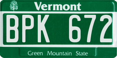 VT license plate BPK672