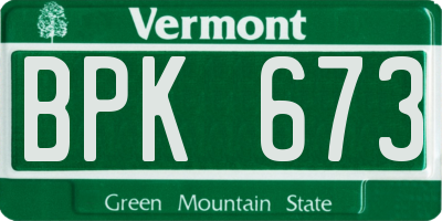 VT license plate BPK673