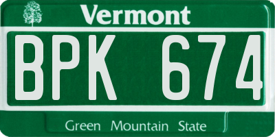 VT license plate BPK674
