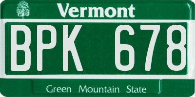 VT license plate BPK678