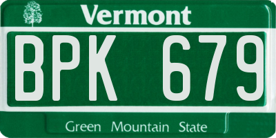 VT license plate BPK679