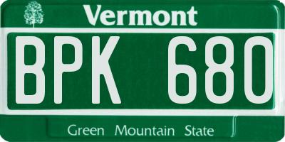 VT license plate BPK680