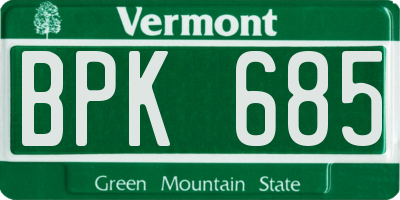 VT license plate BPK685