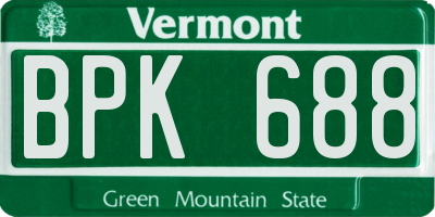 VT license plate BPK688
