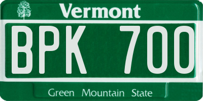 VT license plate BPK700