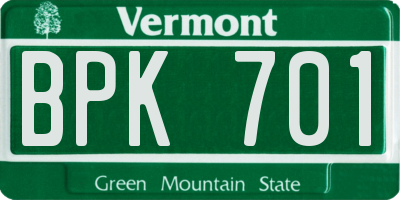 VT license plate BPK701