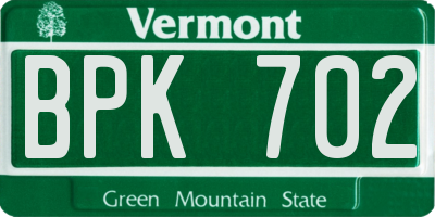 VT license plate BPK702