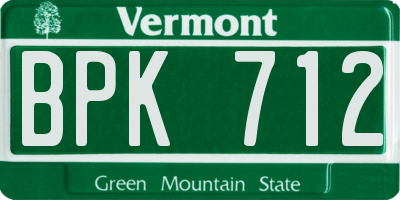 VT license plate BPK712
